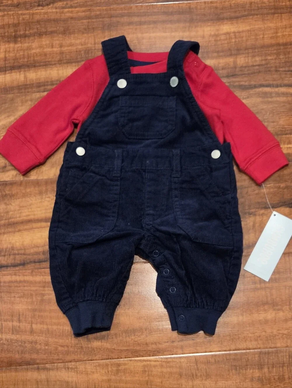Gymboree NWT 0-3 Months Navy Corduroy Overalls, Moose Bodysuit and Socks (2)